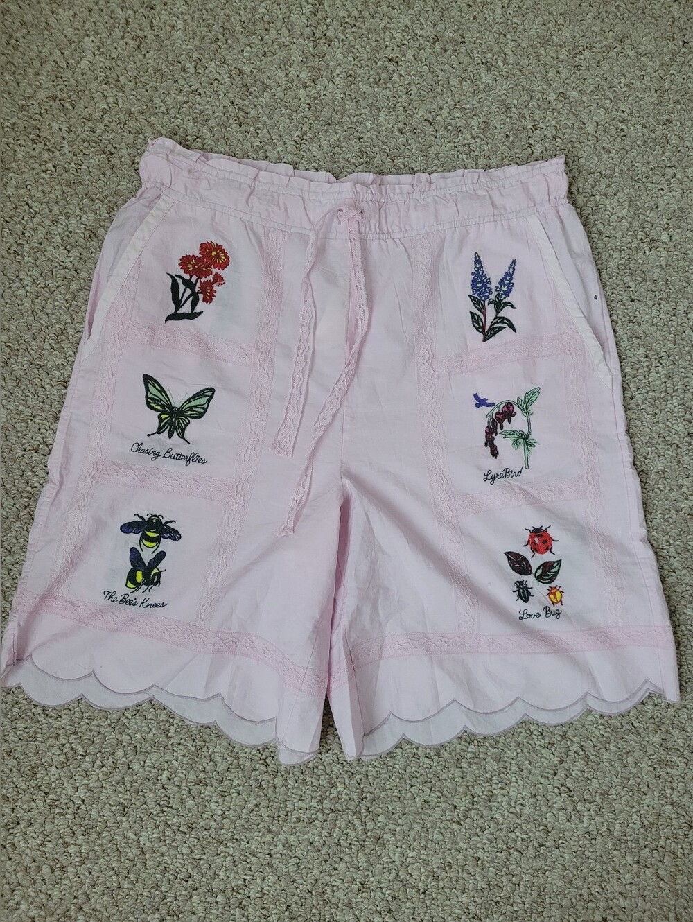 Anthropologie Embroidered Pink Bermuda Shorts - Picture 3 of 7